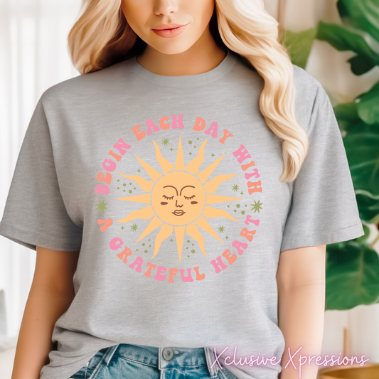 Grateful Heart & Sun, DTF & Sublimation Print POD