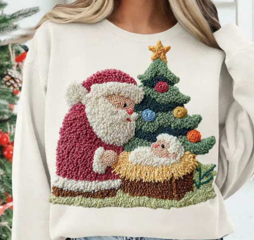 Faux Yarn Xmas Santa Jesus, DTF P20