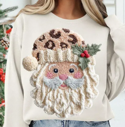 Faux Yarn Xmas Leopard Santa, DTF P20