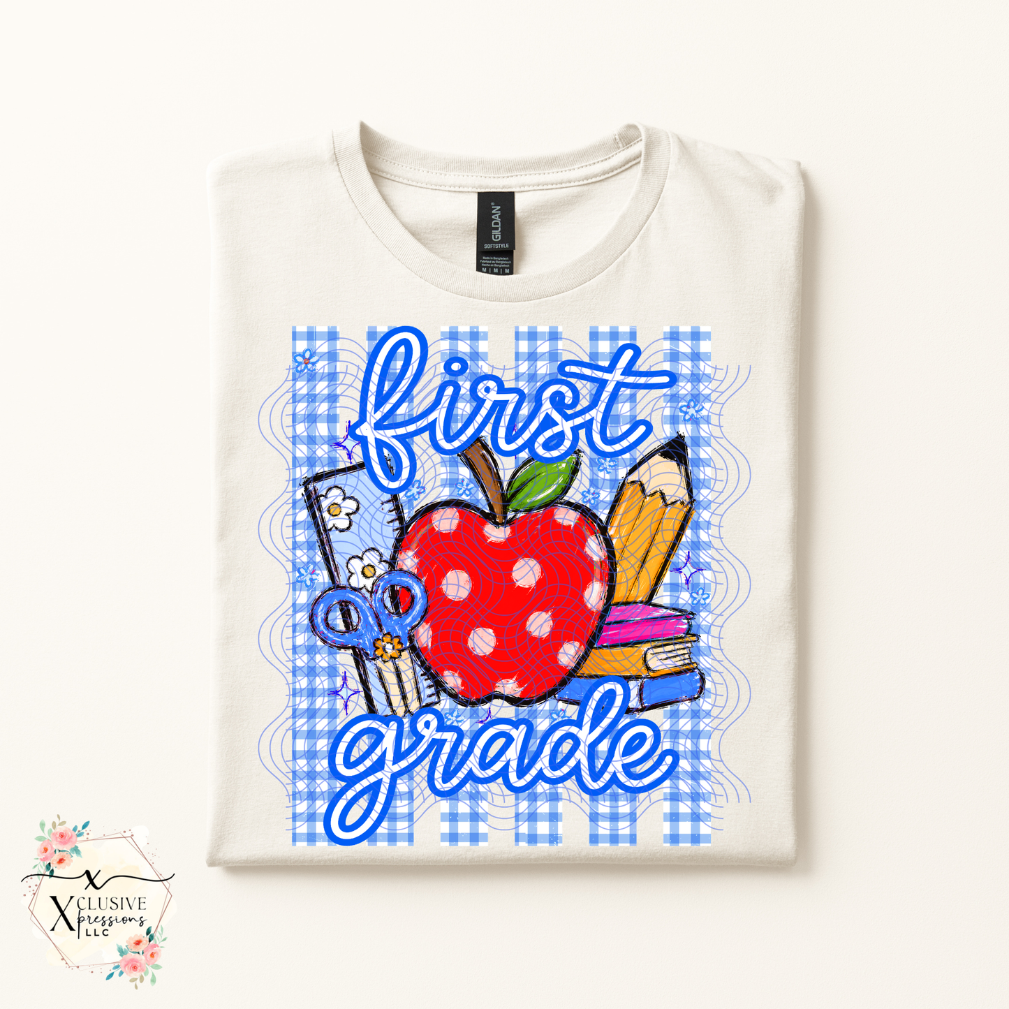 School Grade Striped Preppy Apple, DTF P2O