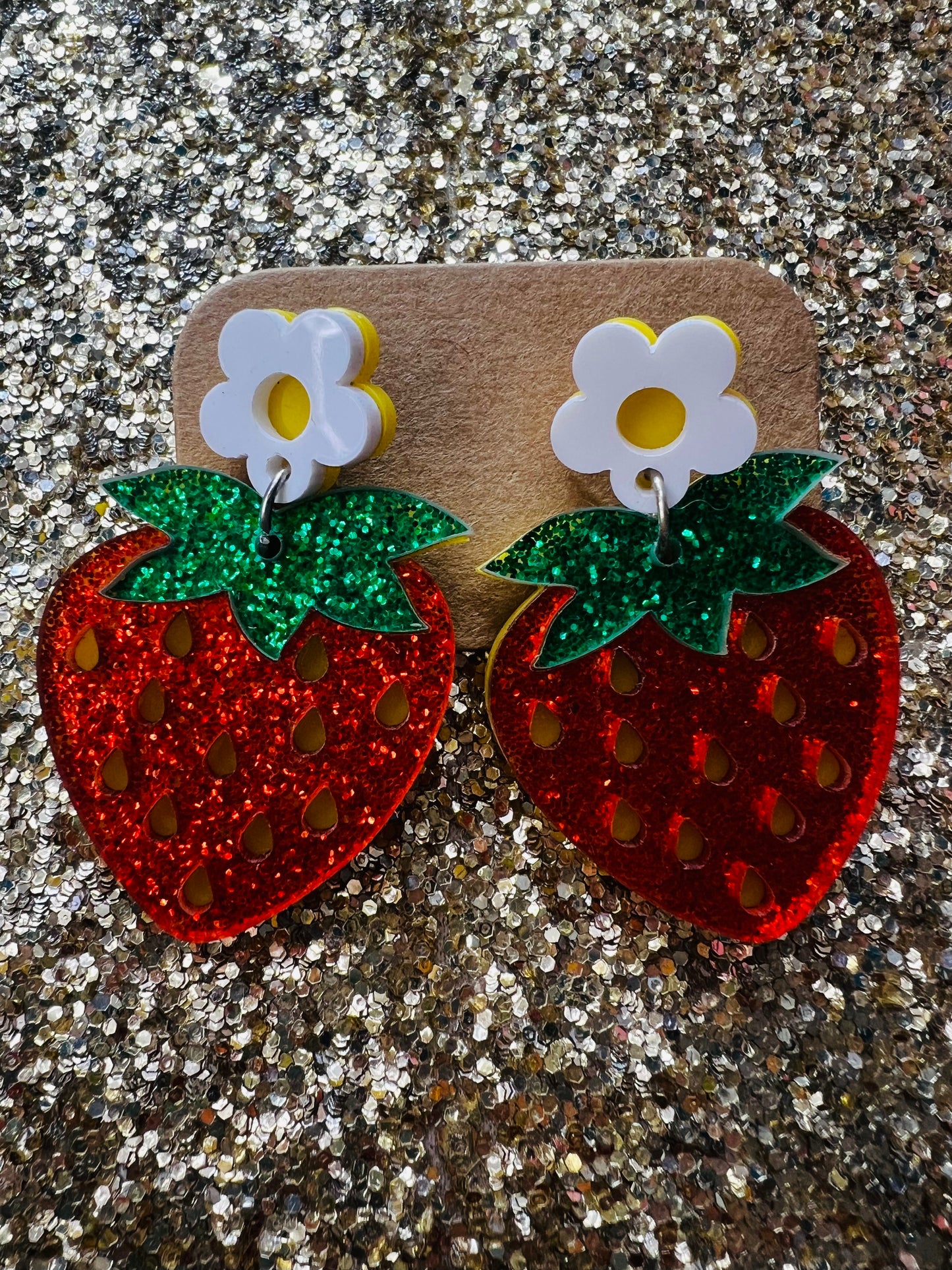 Strawberry Glitter Earrings