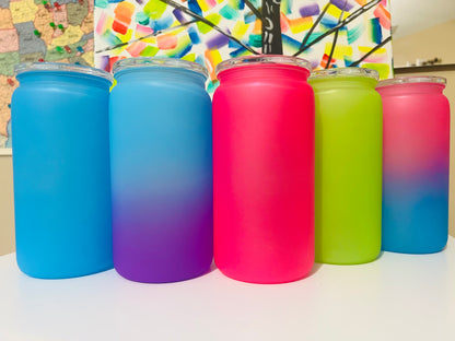16 oz Cup, Plastic Matte w/ Acrylic Lids & Plastic Straw