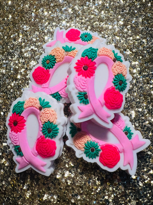 Cancer Floral Ribbon Focal