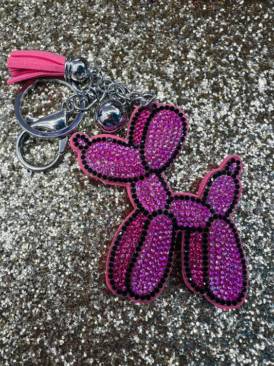 Balloon Dog Rhinestone Keychain