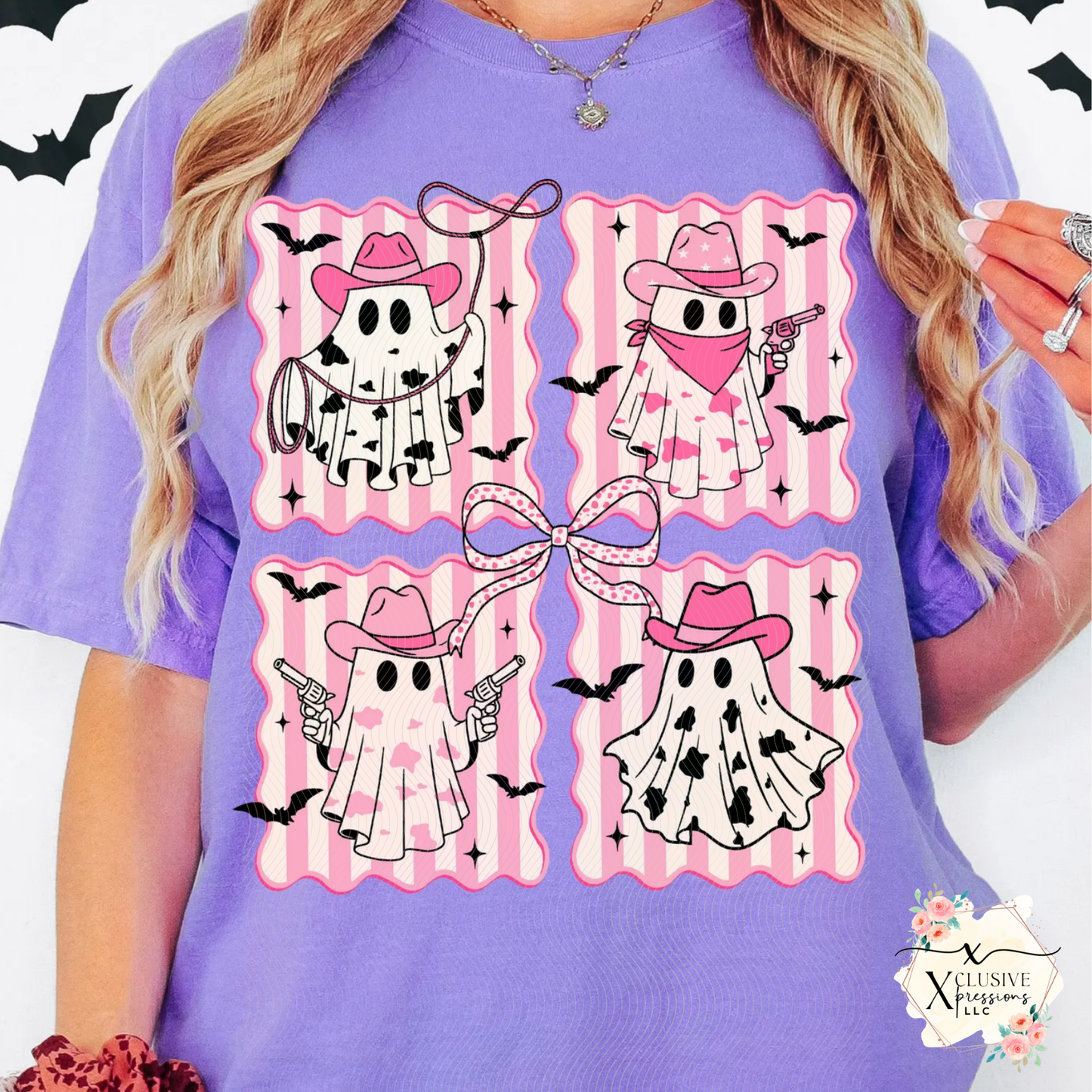 Western Pink Ghost, Glitter DTF Screenprint
