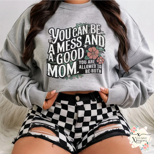 Mess and Good Mom, RTS Glitter DTF Screenprint