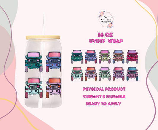 #1168 Girl Jeep Off-Road Truck, Double-sided 16 oz UVDTF