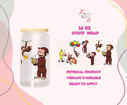 #1165 George Monkey, Double-sided 16 oz UVDTF