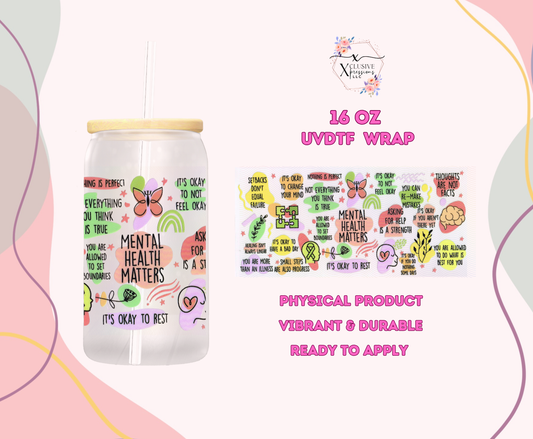 #1176 Mental Health Affirmations, Double-sided 16 oz UVDTF