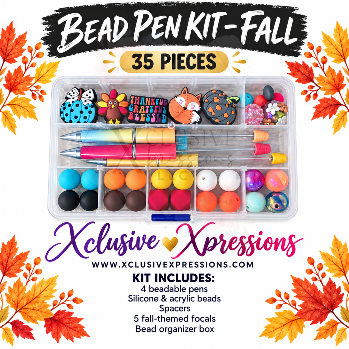 Fall Bead Pen Kit (35 piece kit + Organizer) Limited Edition