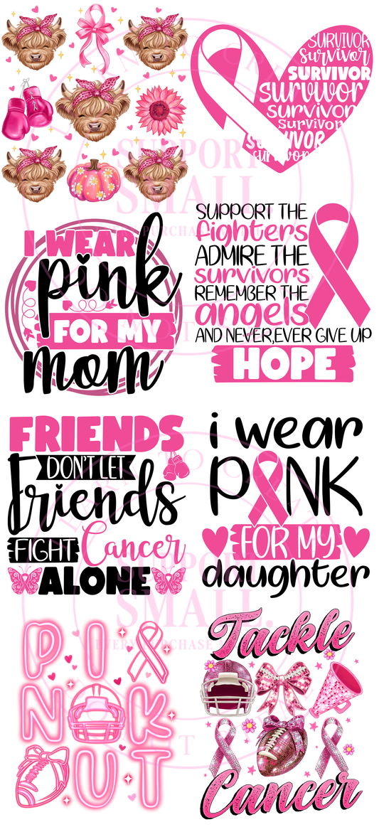 Breast Cancer, DTF Gang Sheet 22"x48"