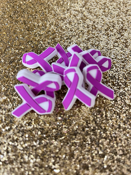 Purple Ribbon Silicone Focal