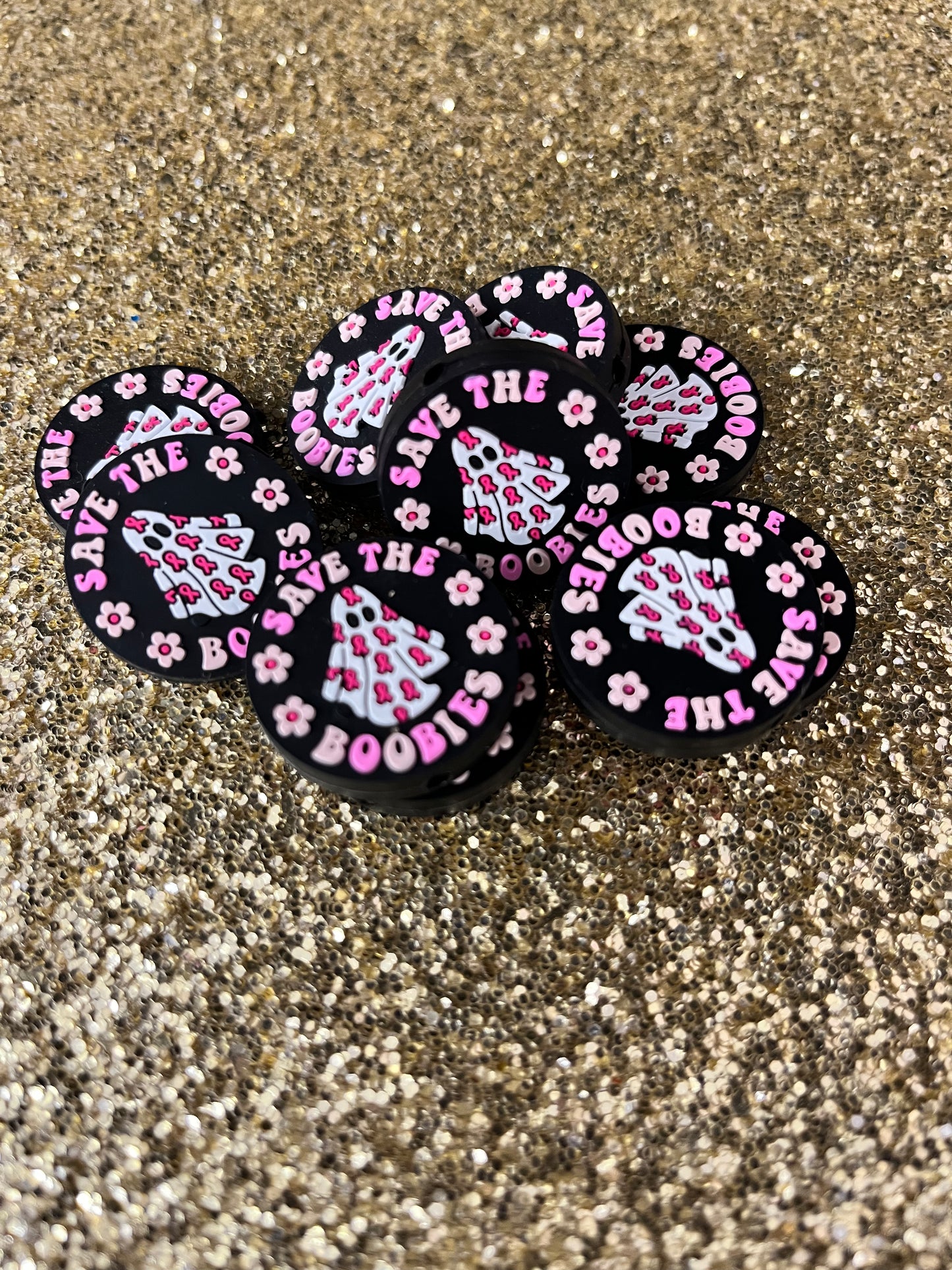 Save the Boobies Pink Ribbon Silicone Focals