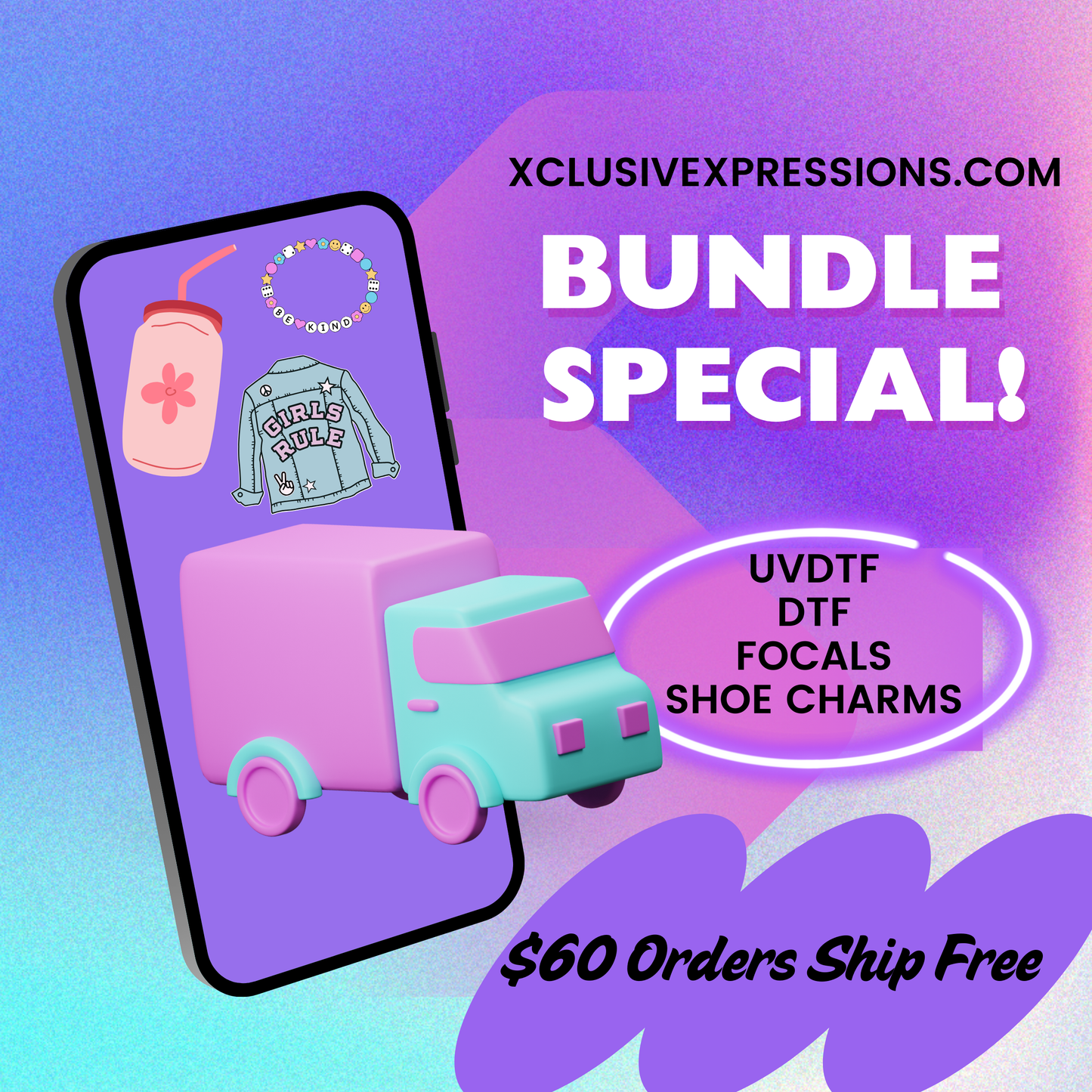 BUNDLE PROMO: UVDTF, DTF, FOCALS, & SHOE CHARMS
