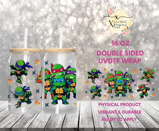 #881 Turtles Ninja Pizza, Double-Sided 16 oz UVDTF