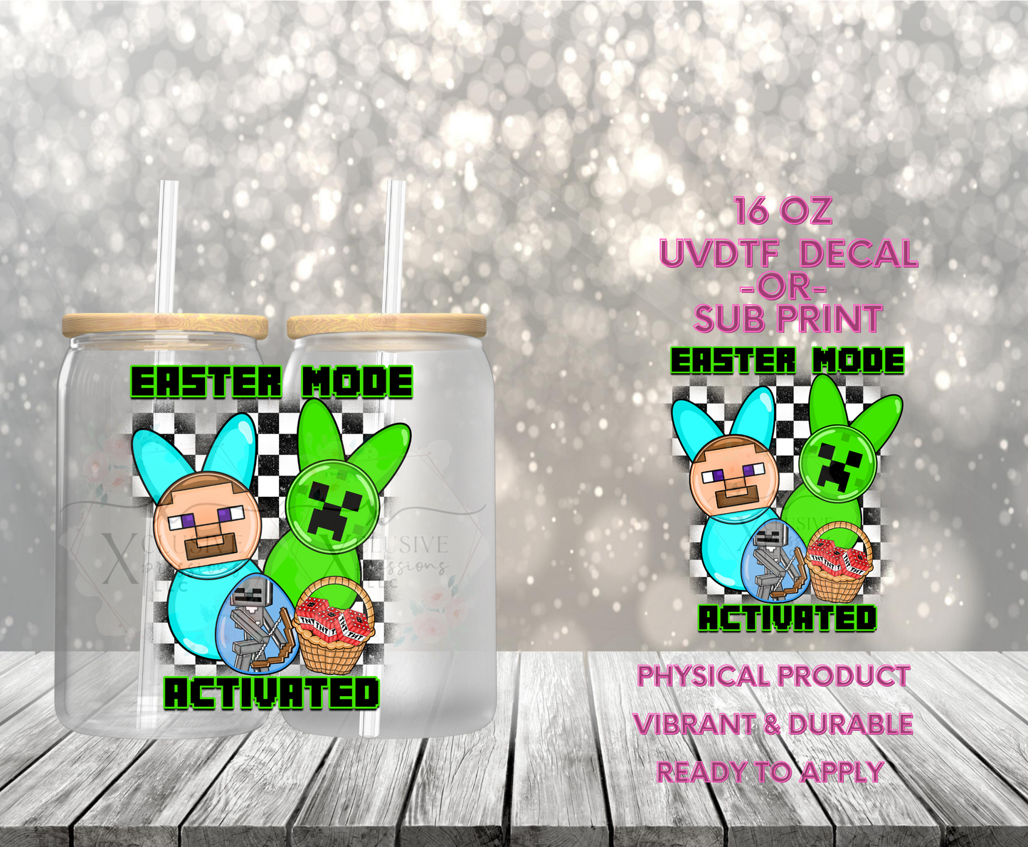 #978 Mine Craft Easter, 16 oz POD Decal