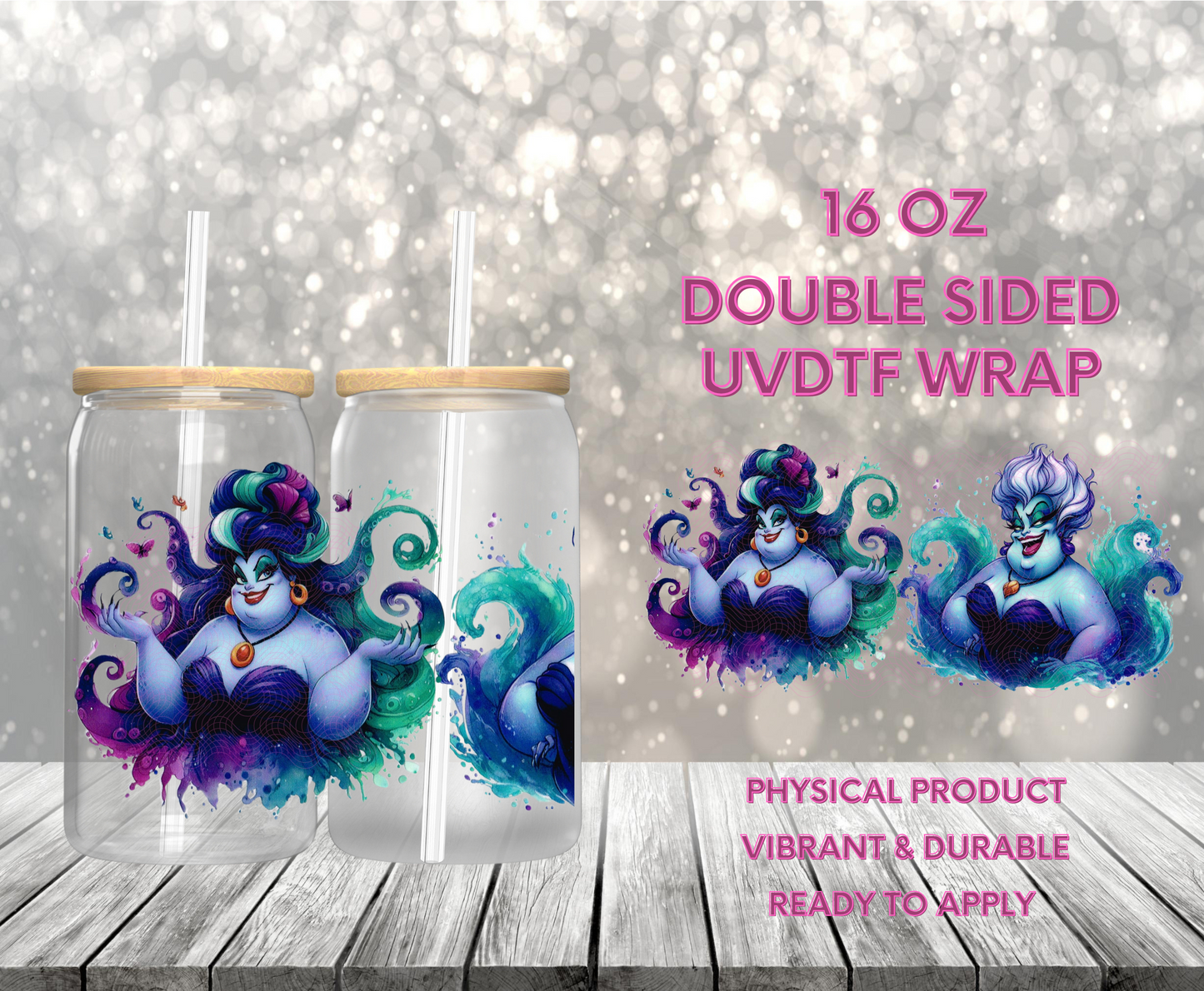 #982 Mermaid Seawitch Villian, 16 oz Double-sided UVDTF