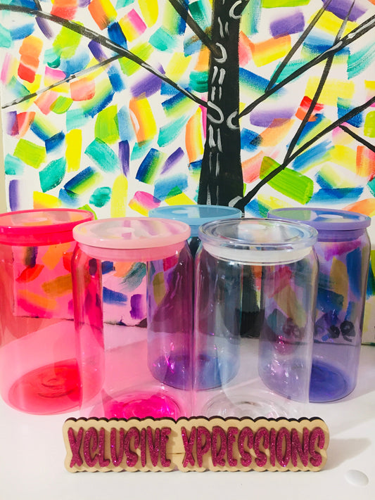 16 oz Plastic Jelly w/ Acrylic Lids & Plastic Clear Straw