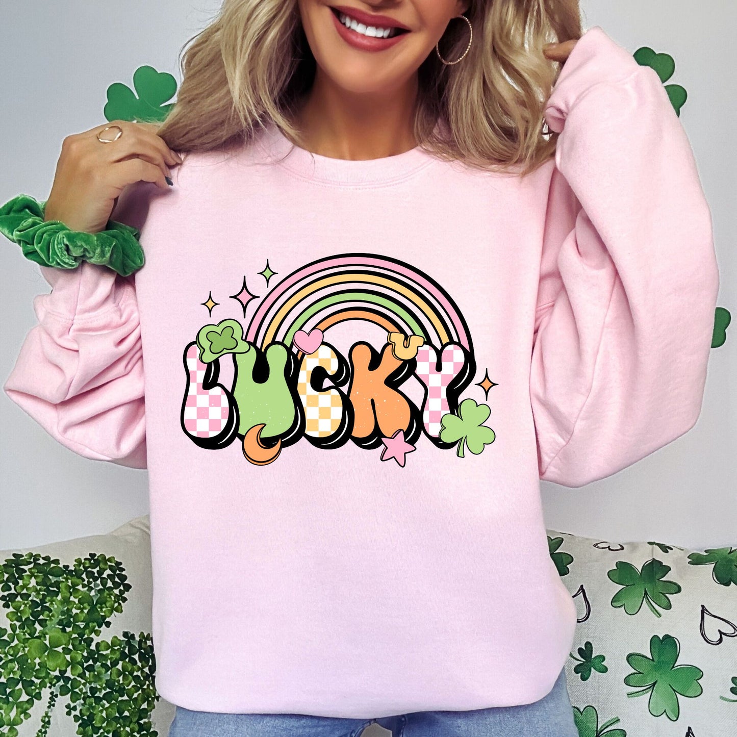 Lucky, Glitter DTF Screenprint