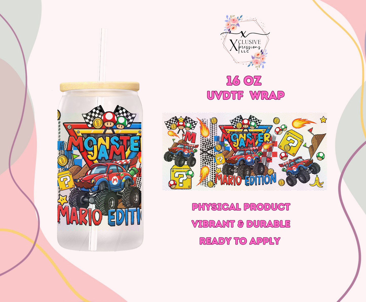 #1220 Red Super Plumber Monster Jam, UVDTF P2O