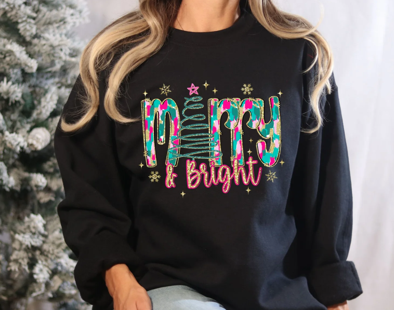 Merry Bright, Glitter Screenprint