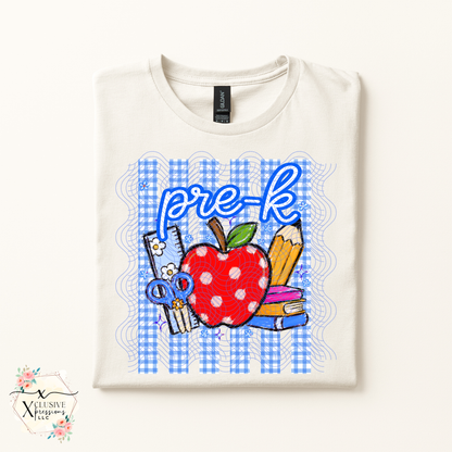 School Grade Striped Preppy Apple, DTF P2O