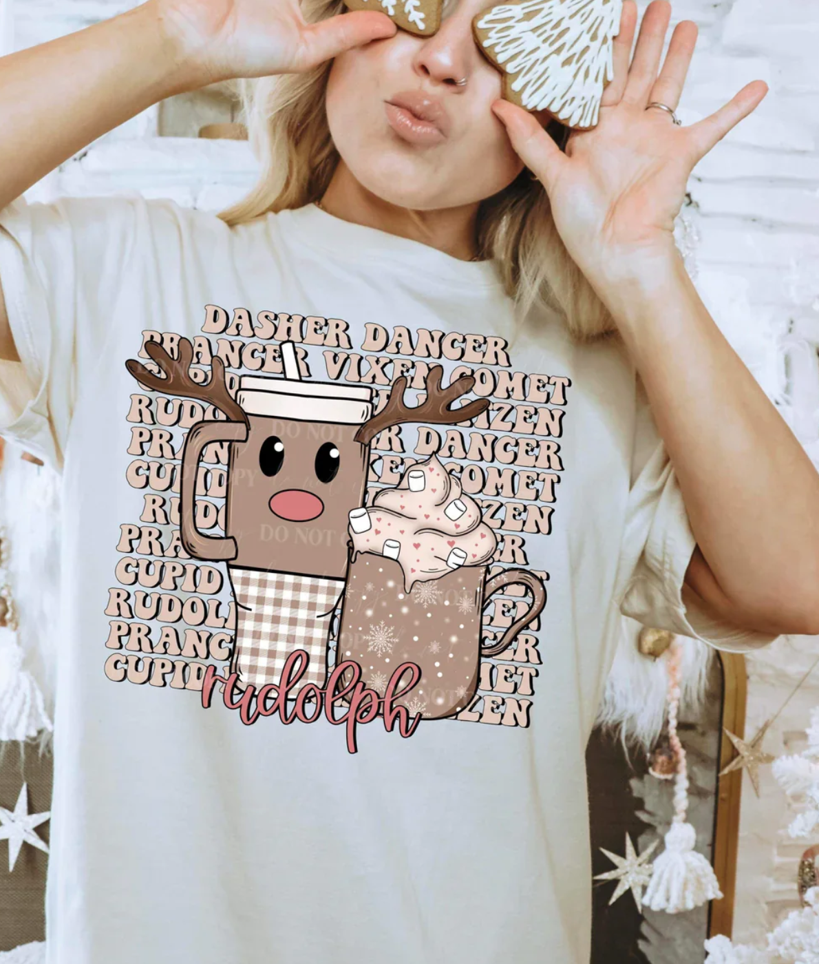 Reindeer Drink, Glitter Screenprint