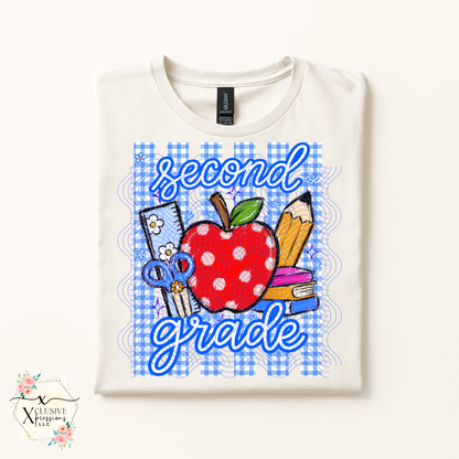 School Grade Striped Preppy Apple, DTF P2O