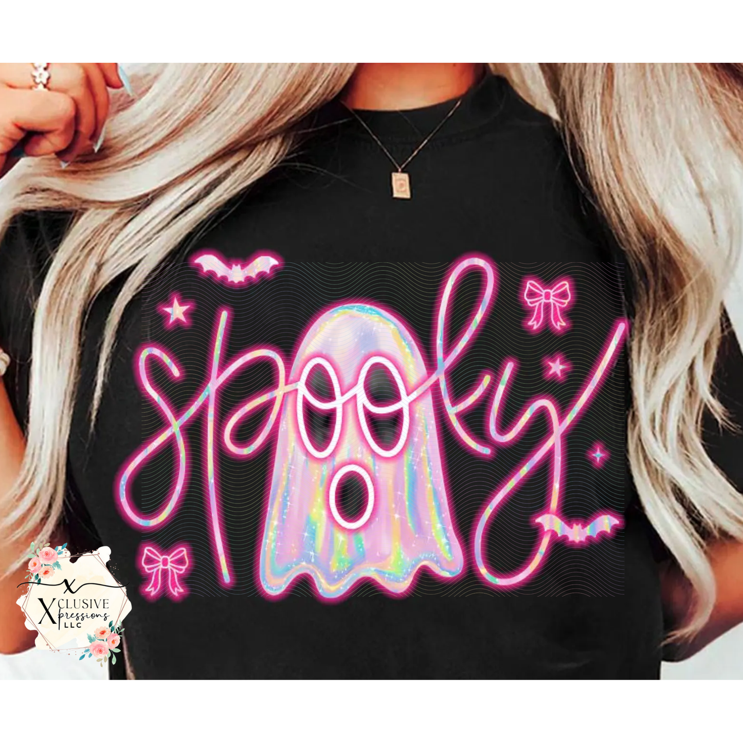 Spooky Ghost, Glitter DTF Screenprint