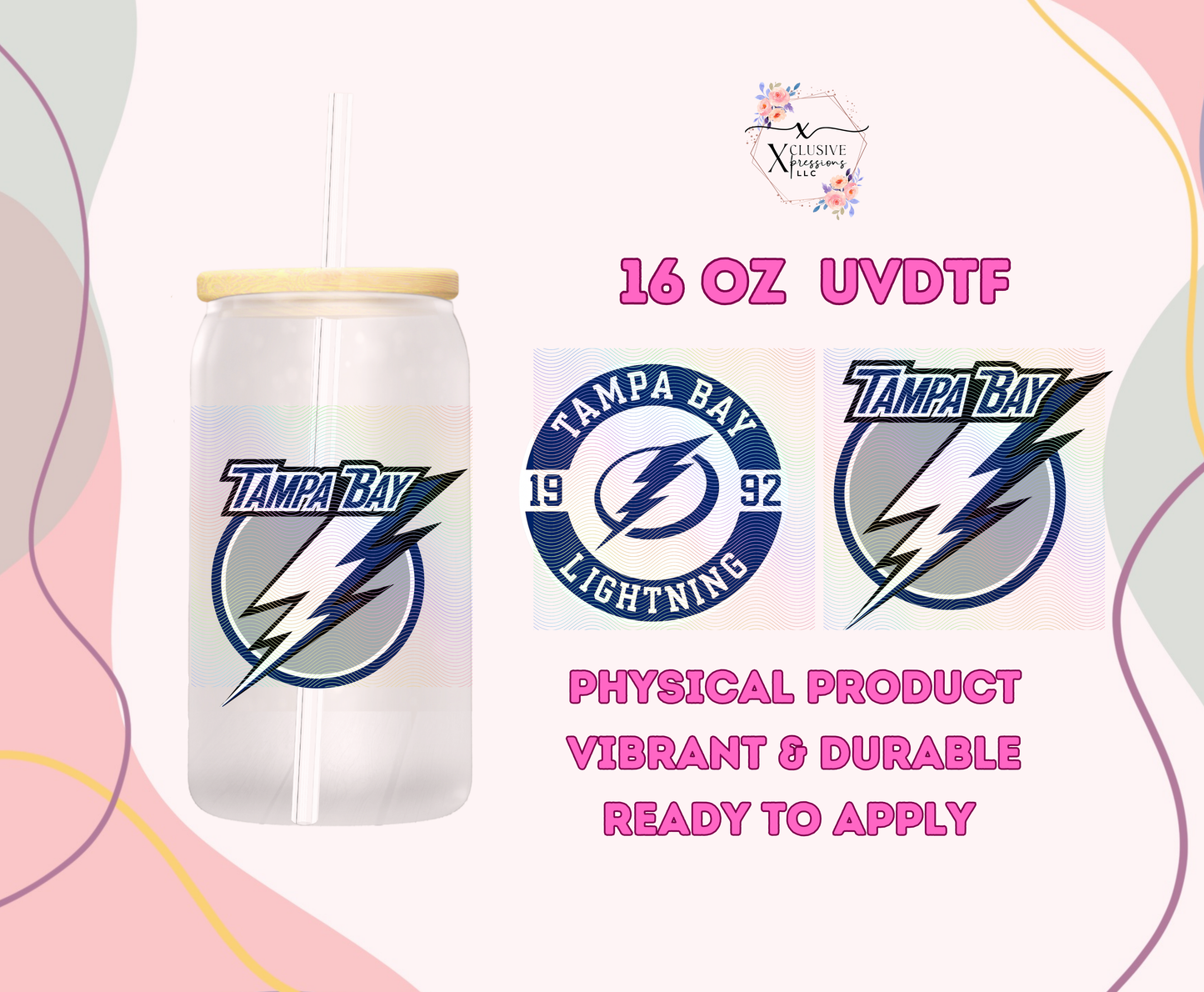#1243 TB Lightning Decals Hockey, UVDTF P2O