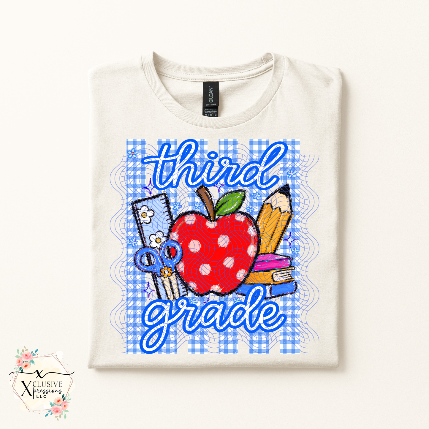 School Grade Striped Preppy Apple, DTF P2O