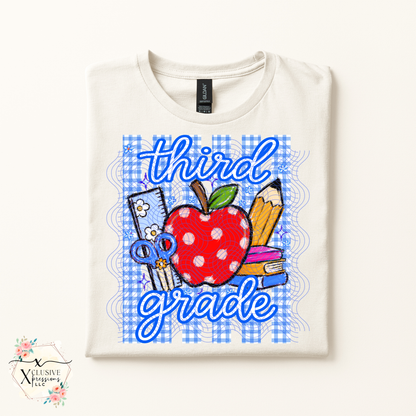 School Grade Striped Preppy Apple, DTF P2O